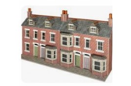 PO302 Low Relief Terraced House Fronts - Brick, Card Kit OO Scale